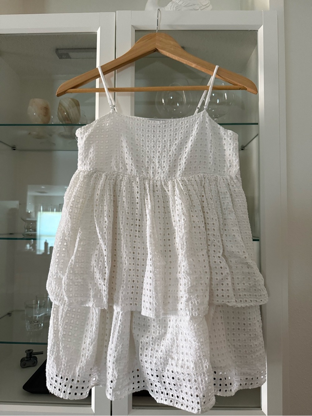 Urban Outfitters White Eyelet Tiered Mini Dress
